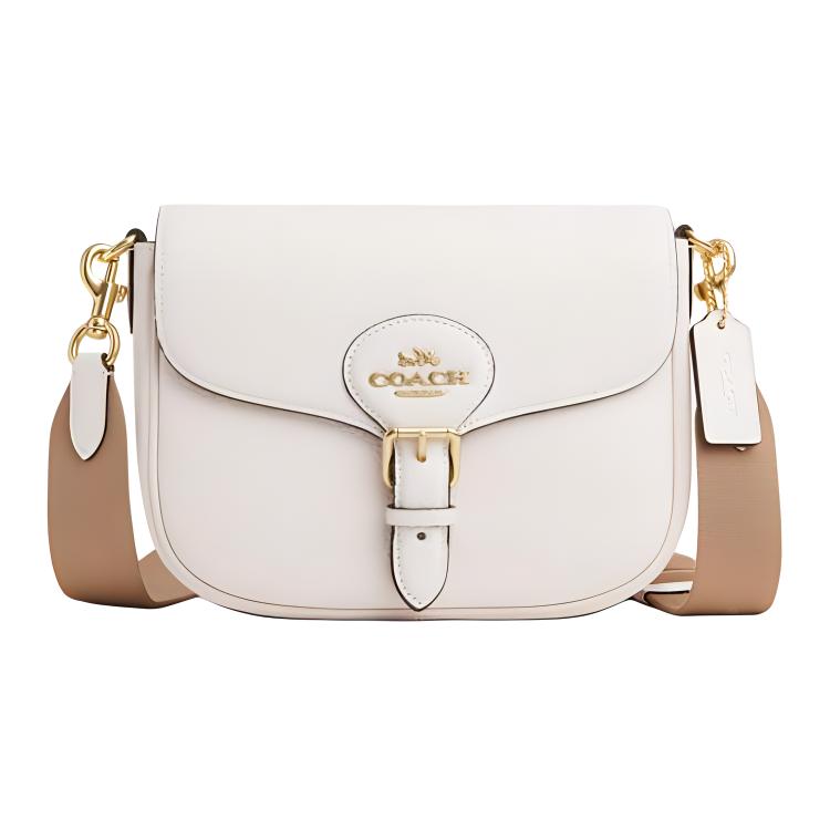 

Coach Amelia 23 Logo Gold Hardware Leather Saddle Bag Women saddle bag White CP107-IMCHK Basic Set (Bag+Dust Bag)