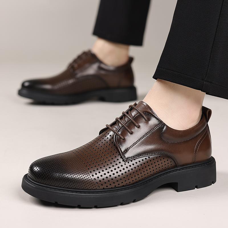 Hot Retro gentlemen's men's shoes High quality luxury style Black Brown adult thick soled shoes Leisure Business Versatile