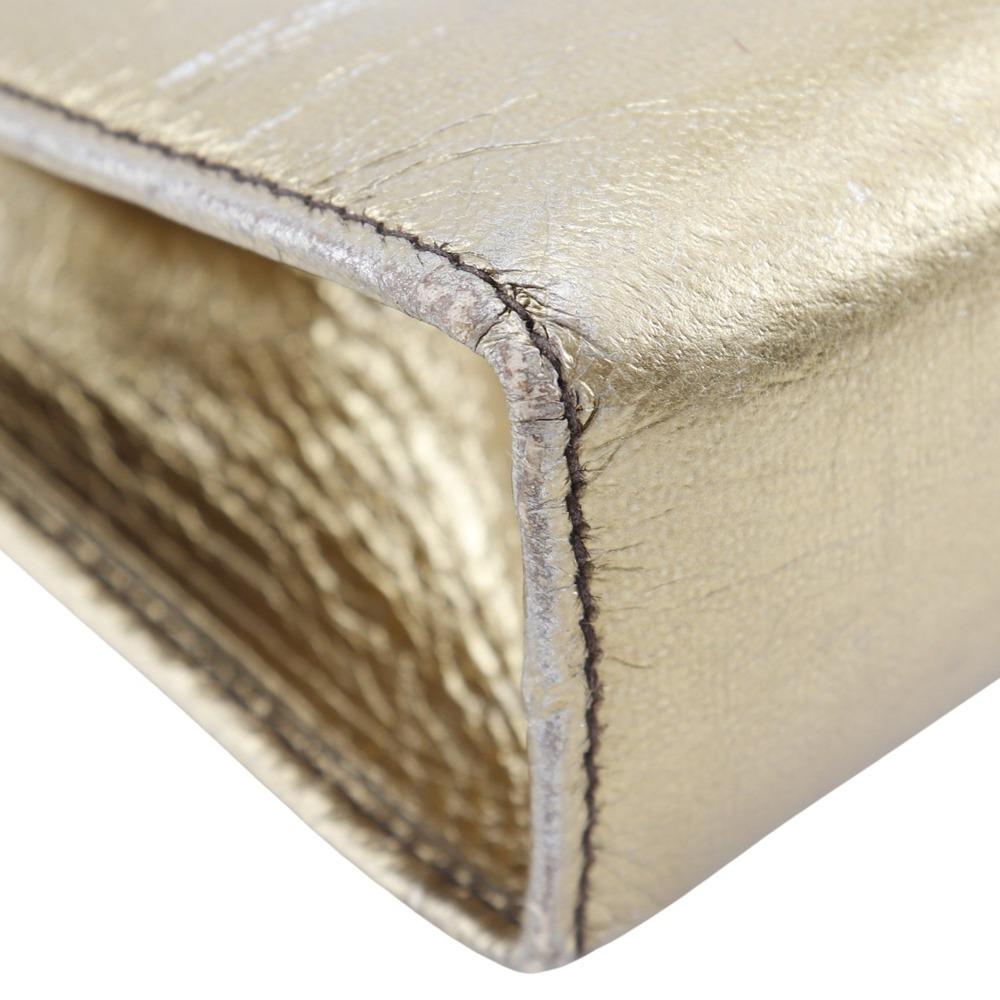 Salvatore Ferragamo ChainShoulder Shoulder Bag AQ214734 Gancini 2-way Clutch Gold Calfskin Women Used