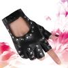 Women's Dance Half Finger Gloves Performance Short Cyberpunk Rivet Pole Dance Dew Finger Street Dance Nightclub Leather Gloves