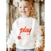 Kids Unisex Crewneck Sweatshirt, Let's Play Ball Born To Win Distressed Basketball Letter Print Soft Fleece Pullover For Kids Over 4 Years Old