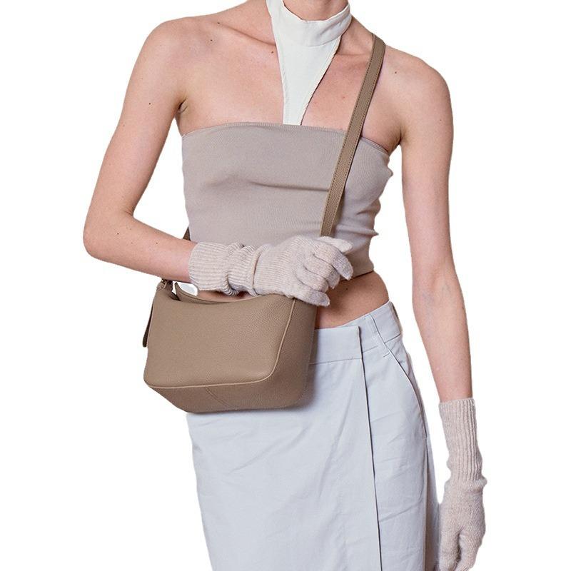 Lychee Print Soft Lazy Tote Spring/Summer Genuine Leather Top Layer Cowhide Shoulder Crossbody Underarm Bag for Women