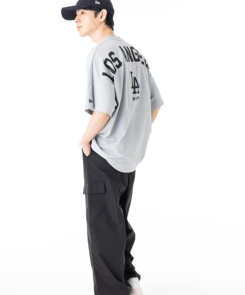 New Era Drop Shoulder Tee 15171181 NER35A2954 LA Snow Gray Black Oversized MLB Apparel L T-Shirt S/S