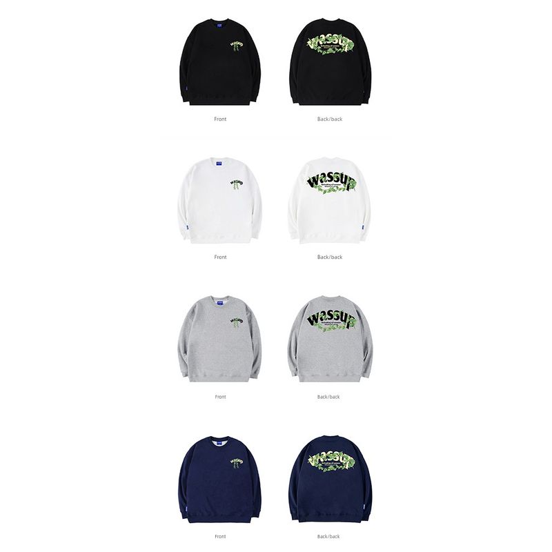 Wassup Tree Vine Crown American Style Heavyweight Crewneck Sweatshirt for Men, Autumn/Winter 2025 New Fleece-Lined Loose Trendy Brand Top