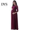 Damen Partykleid Schwanger Spitze Ausgeschnitten Floral Stickerei Rundhals Lange Schwangerschaftsärmel Plissiert Maxi für Hochzeit Abschlussball Foto Requisite Abend