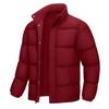 Mens Solid Thick Cotton Puffer Coat Winter Warm Casual Stand Collar Jacket