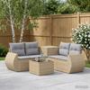Sofa Set 6 pcs. Beige and Light Grey Poly Rattan and Steel