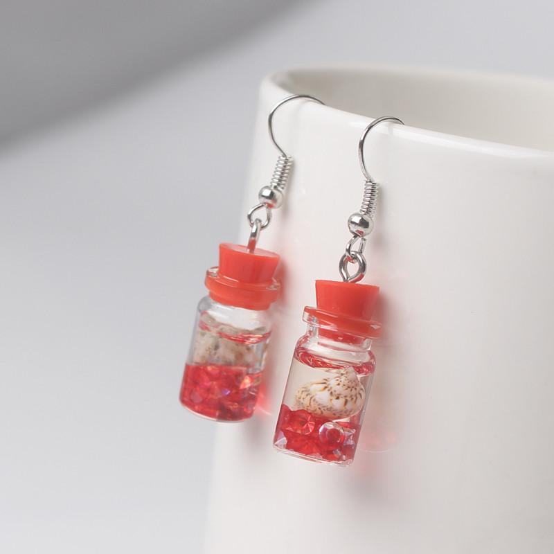 

New Drifting Bottle Hook Earrings for Women Creative Small Dangle Earrings Shell Sequins Inside Drop Earrings aretes de mujer