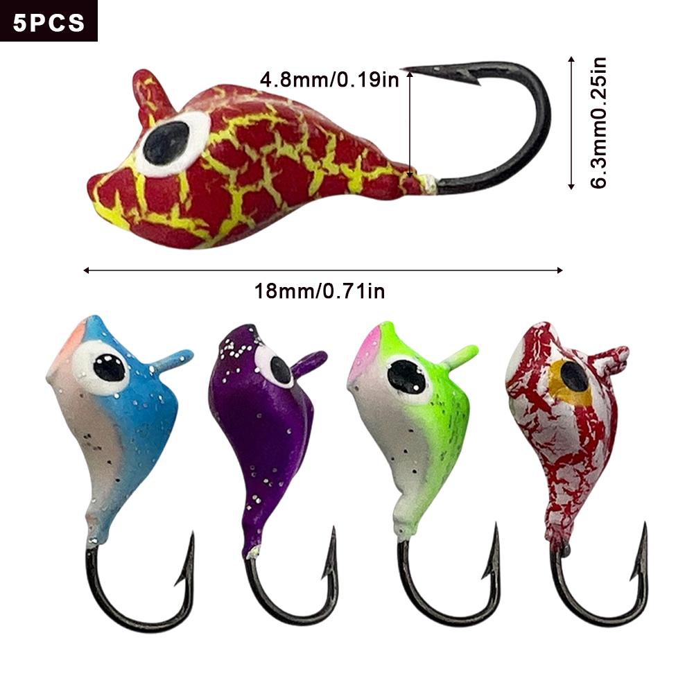 5PCS/Bag Lure Mini Ice Fishing Jigs Sharp Hook Tip with Strong Penetration Glow-in-the-Dark Jighead Hook Lure Fishing Tackle