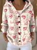 New V-neck button long-sleeved hooded sweater autumn and winter Christmas fashion personalized coat women