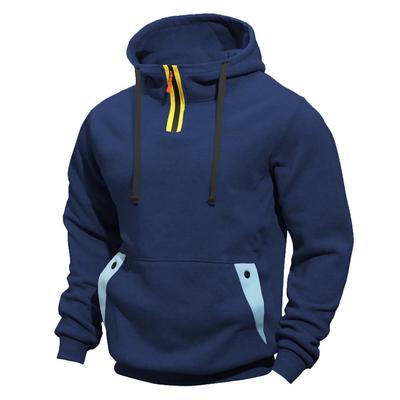 Men's, Loose-fitting, Sweatshirts, Fleece Sweatshirts, Lapels, Hoodies, Casual, Patchwork Sweatshirts, Hooded Jackets