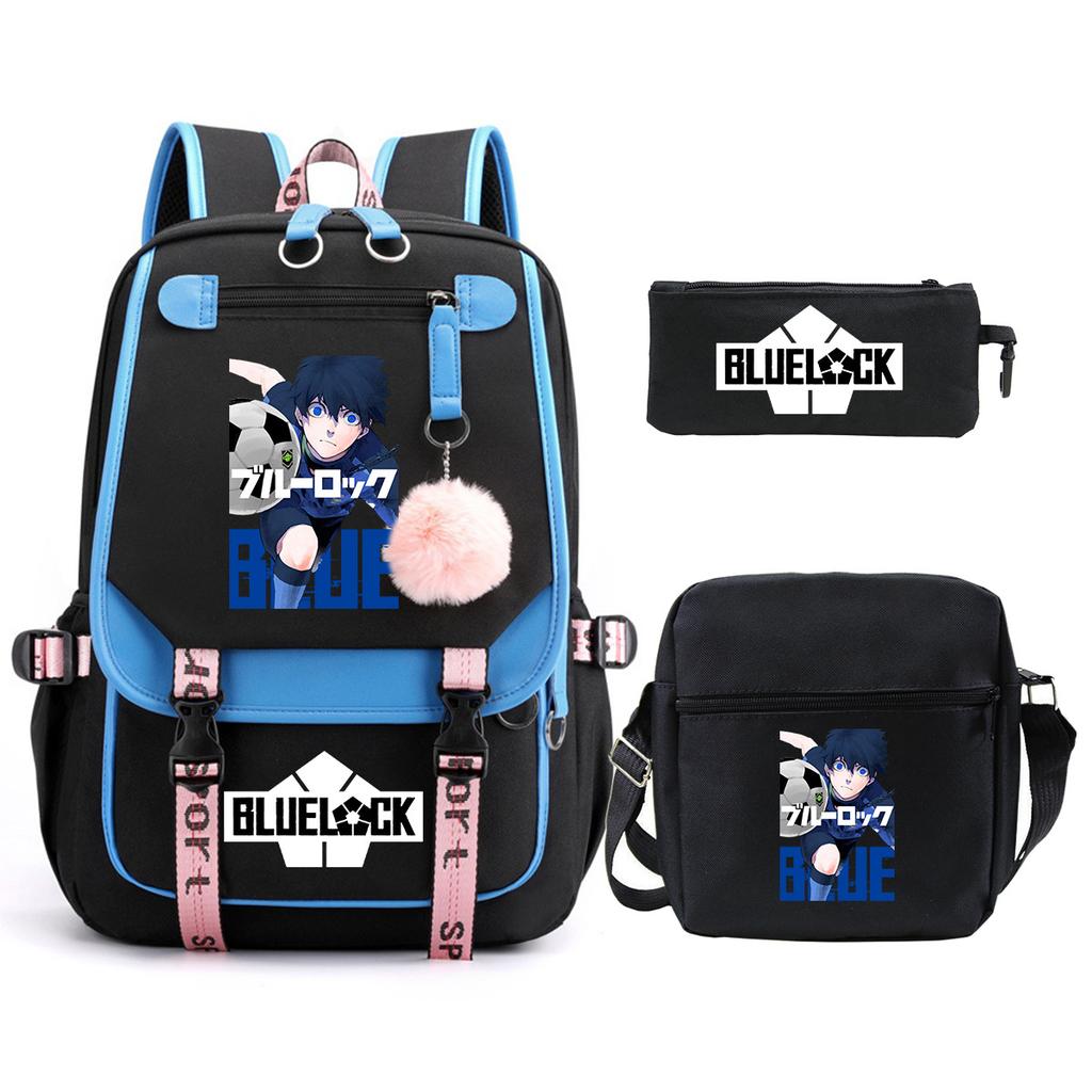 Trend Campus Primary And Secondary School Students Schoolbag Blue Prison Periphery Animation Backpack Pencil Bag