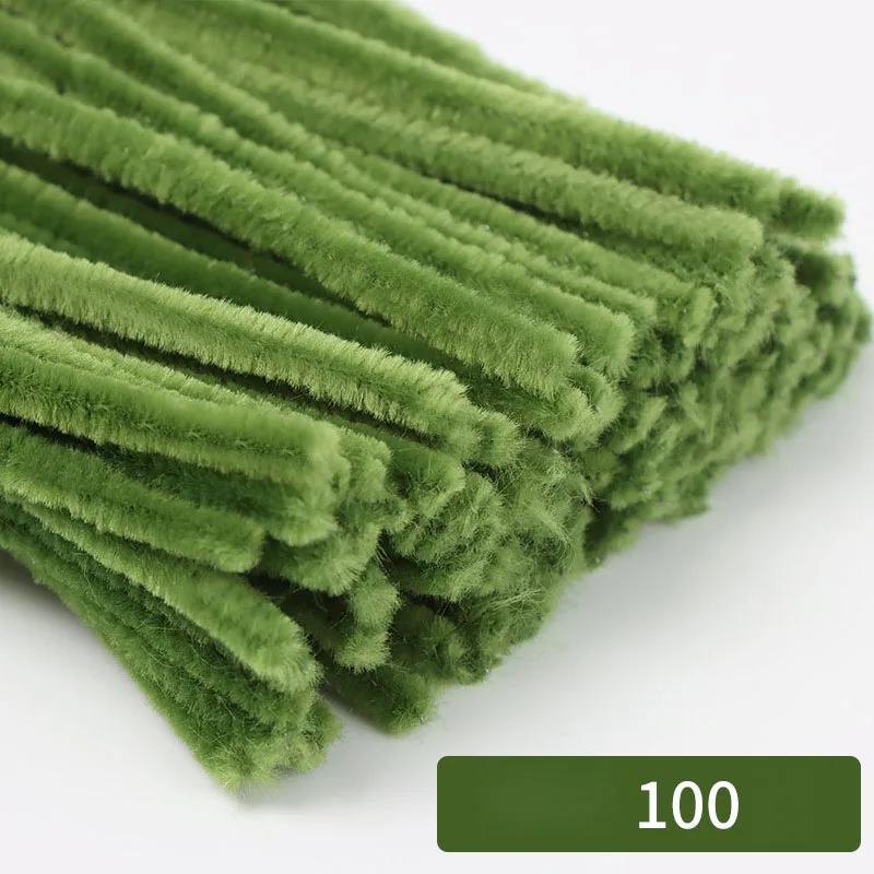 100PCS Colorful Chenille Stem Twisted Rod Wool Root Fluffy Bar Iron Wire DIY Handcraft Twisting Decorations Pipe Cleaners Plush