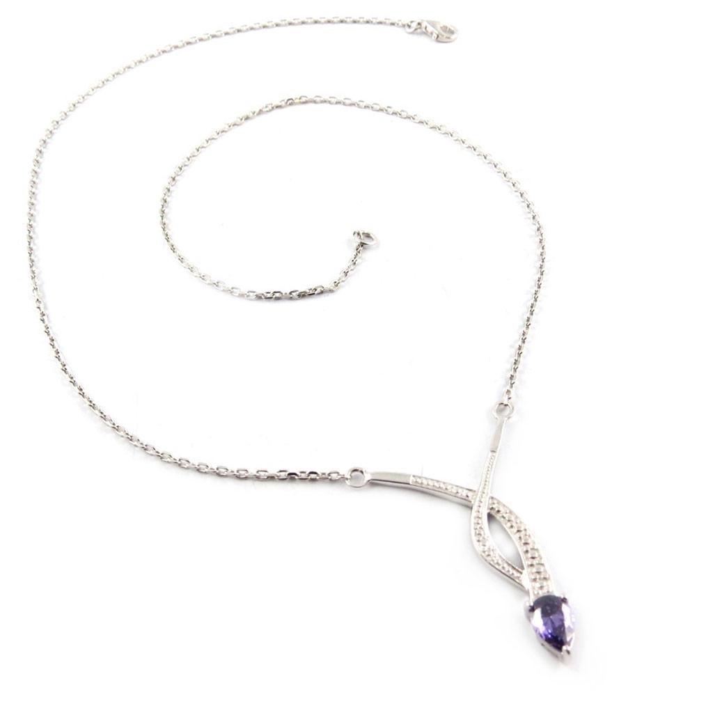 Les Trésors De Lily [F0359] - Silver Necklace 'Tentation' Purple Silver (rhodium Plated) - 26x34 Mm