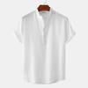 Summer Men's Stand-Up Collar Casual Short Sleeve Shirt Beach T-Shirt Men's Clothing