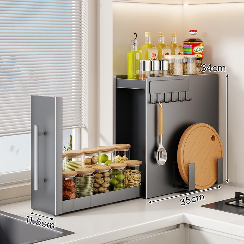 Kitchen Storage Rack Pull-out Cabinet Seasoning Rack Multi-functional Storage Holders Large Capacity Desktop Organize Shelf 37727₽