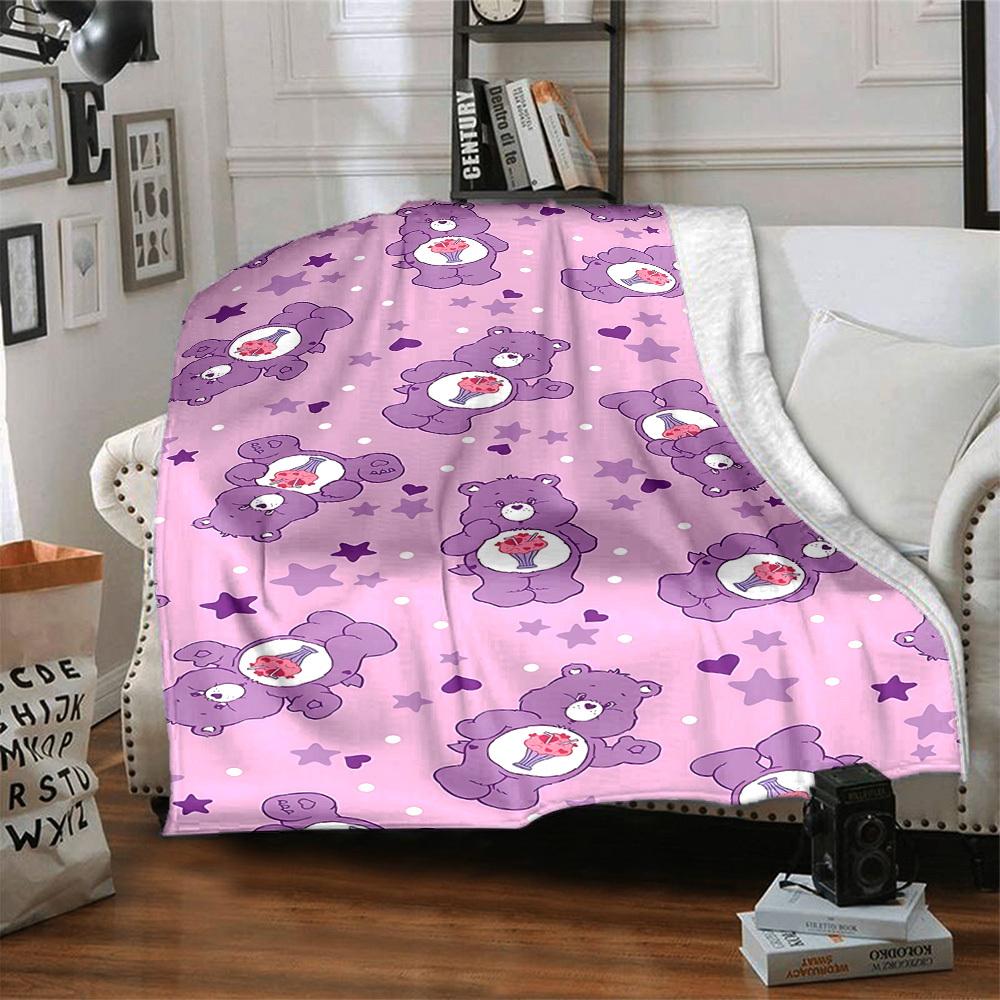 1pc Bear Cartoon blanket Lightweight Flannel Throw for Sofa Bed Travel Camping Livingroom Office Couch Chair