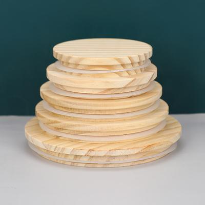 Couvercles en bois Cercle de gel de silice Couvercle hermétique Couvercle en bois de pin Couvercle en bois de fleur Couvercle hermétique pour pot de rangement Cani Couvercle de tasse de bougie fait à la main