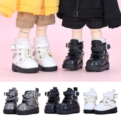 1 Pair Chain Boots Bjd Doll Chain Shoes PU Leather 1/12 Bjd Doll Shoes OB11 Doll Shoes  Obitsu11