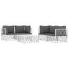 5 Piece Garden Lounge Set with Cushions White Steel