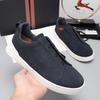 Mens Genuine Leather Slip-On Casual Sneakers Low-Cut Breathable Lightweight Comfortable Everyday Shoes