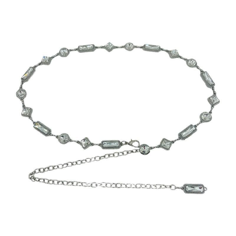 Punk Water Drilled Waist Chain For Women With Chain Link Decor For Summer Fashion серебряный