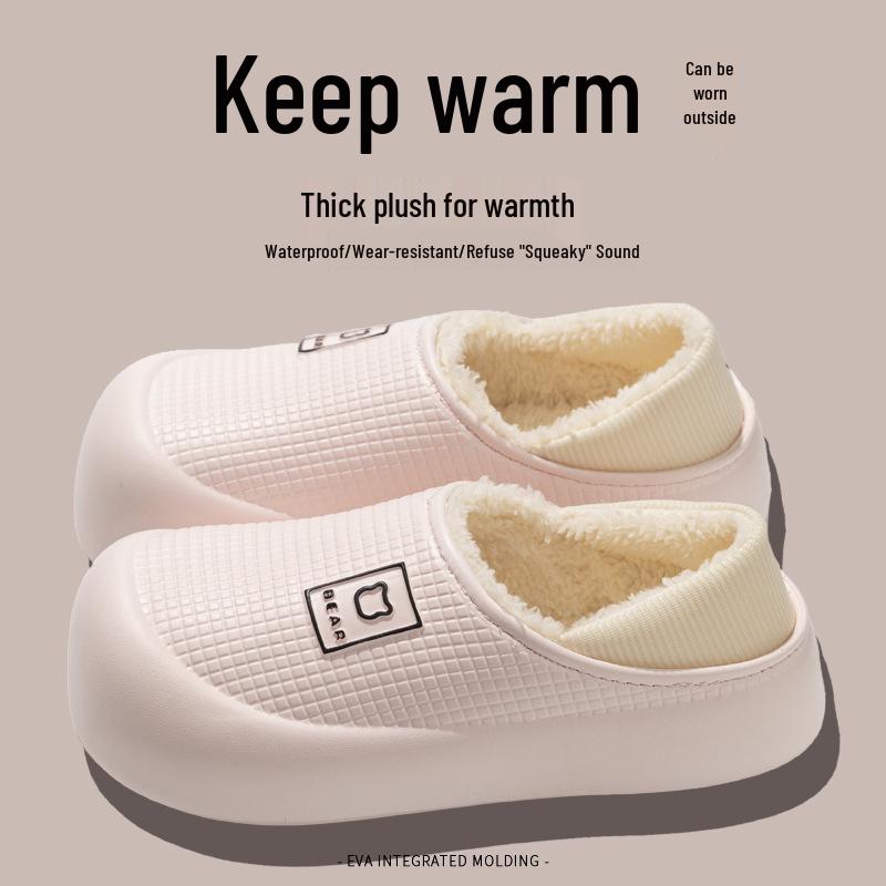 2025 Herbst/Winter Damen Wasserdichte Rutschfeste Indoor/Outdoor Dicke Warme Baumwollpantoffeln mit Fersenüberzug