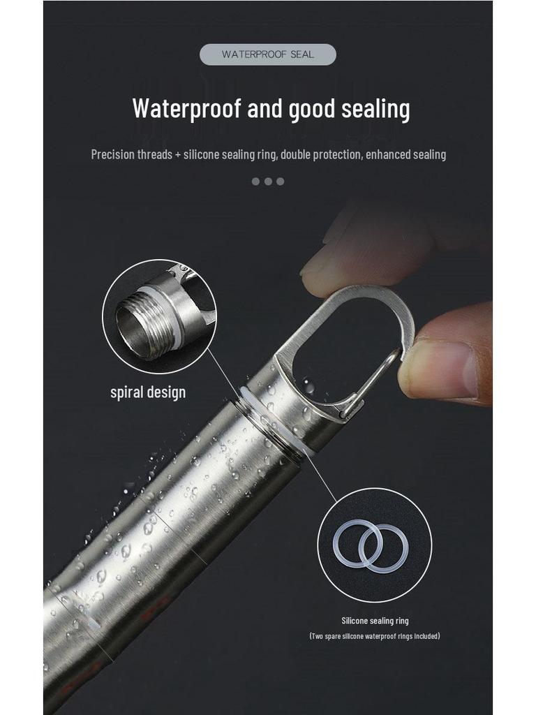 Stainless Steel Waterproof Pill Bottle Keychain - Portable Multi-Compartment EDC Storage.