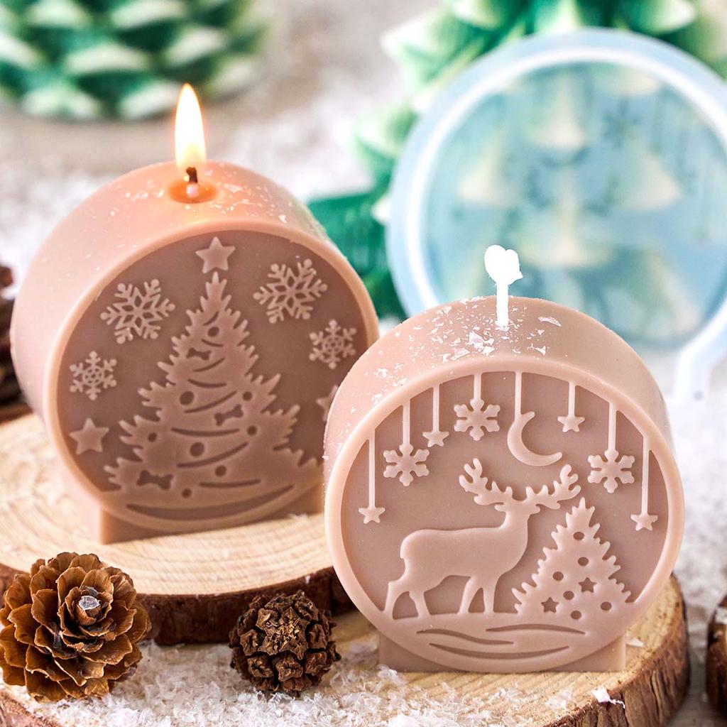 Christmas Ball Silicone Candle Mold DIY Relief Santa Claus Elk Craft Molds Plaster Resin Making Home Christmas Decor Art Gifts