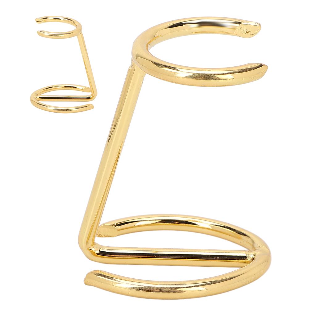 Shave Brush Stand Portable Standard Size Golden Alloy Safety Razor Stand for Men Save Space