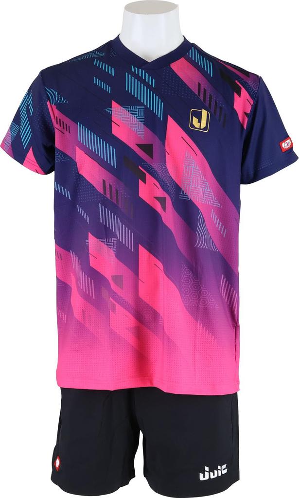 JUIC Table Tennis Game Officially Approved by the Japan Table Tennis Association Navy Pink 5659 Galaxy-J Shirt, (J.T.T.A.), Unisex, (NP), XXL,