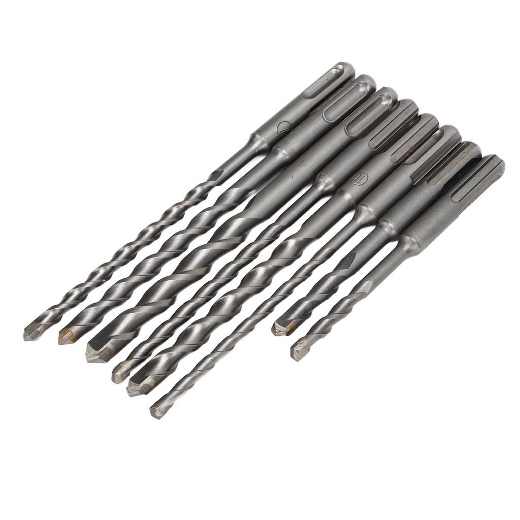 8Pcs Hammer Drill Bit Carbide Tip 2 Flute Drilling Tool Set Kit for Concrete