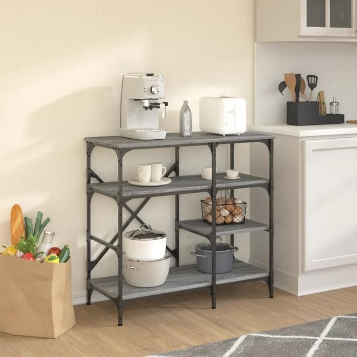 VidaXL Support de Boulanger, Étagère avec Pieds Réglables, Meuble de Rangement, Organisateur de Cuisine Intérieur, Moderne, 845424