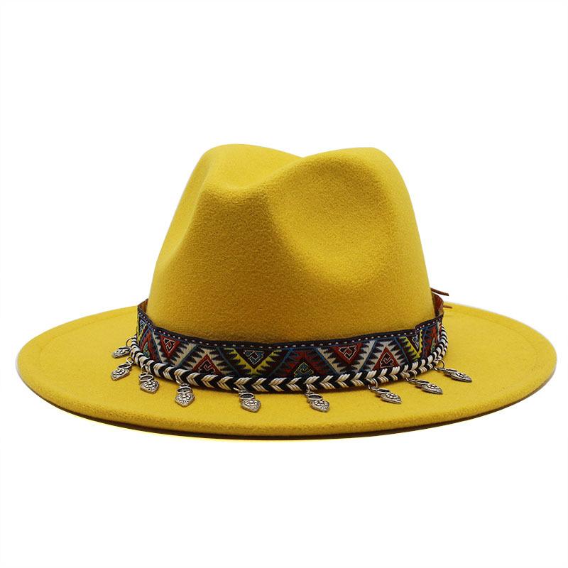 European, American and British style new classic jazz top hat simple fashion big eave hat men's and women's woolen hat