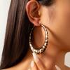 Lacteo Vintage Hipérbole Estampado de Leopardo Aro Grande Redondo Pendiente Mujer Tendencia Hueco Geométrico Pendientes Piercing Encanto Joyería