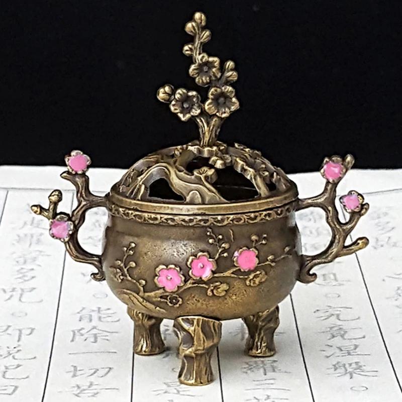 1 Stück Mini Pflaumenblüte Glücks Räuchergefäß Metall Lotus Räucherschale Räucherhalter Mit Griff Yoga Meditation Heimdekoration