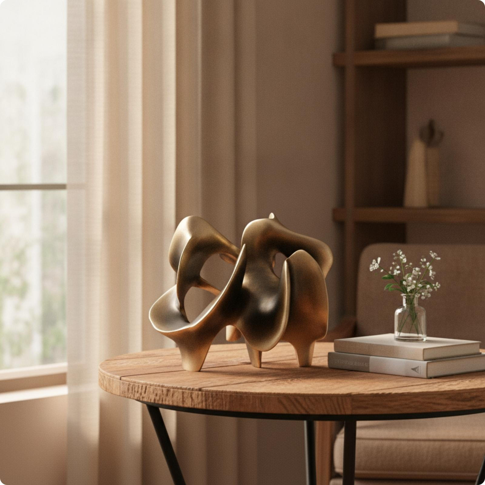 Abstract Ornament Hollow Geometric Sculpture Sculptural Tabletop Decorative Piece for Living Room,