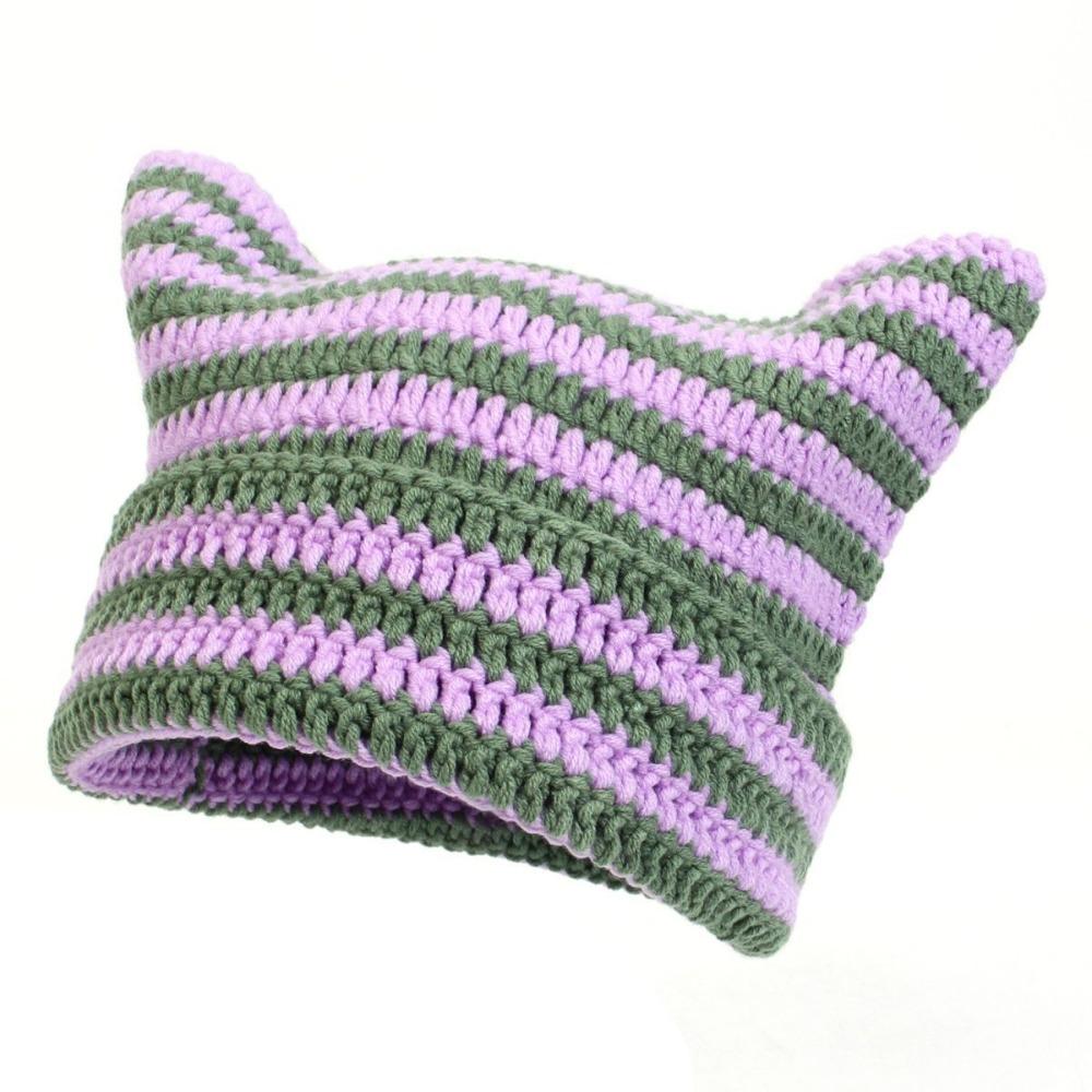 Cute Cat Ears Beanie Hats Warm Pullover Hat Fashion Little Devil Cap Girls