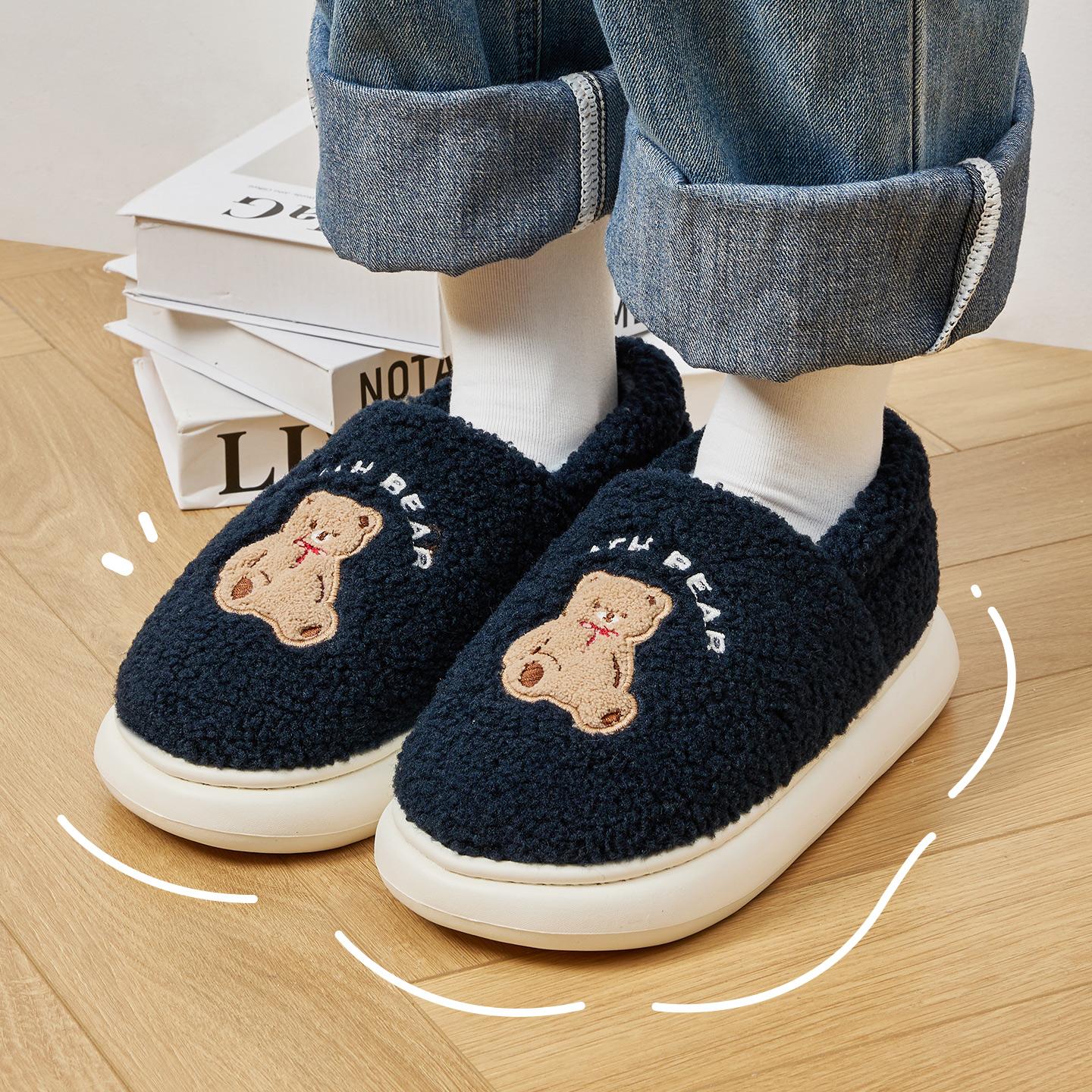 

Зимові жіночі бавовняні капці плюшеві теплі з товстою підошвою шльопанці дихаючі м які нековзкі капці для дому та вулиці чоловічі повсякденні капці 44-45 темно-синього кольору