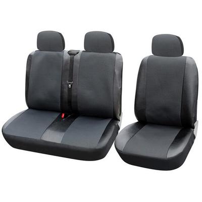 Grey Polyester+Leather+5mm Foam Laminate Front Seat Covers With Headrest Covers