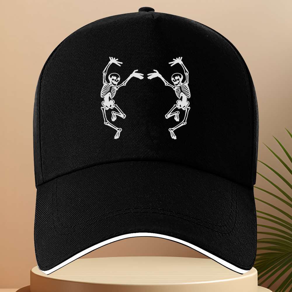 Dancing Skeletons Baseball Cap Adult Unisex Polyester Adjustable Skull Graphic Trucker Hat for Streetwear