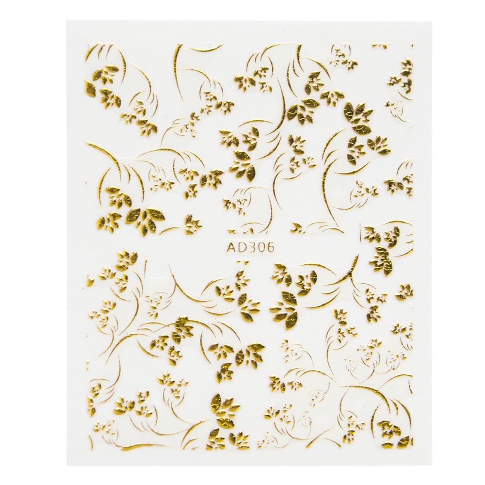 20pcs 3D Beauty Nail Sticker Sets Golden Flower Bronzing DIY Adhesive Tips Transfer Art Hollow Foils