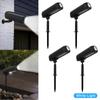 4PCS Solar Lawn Lights Outdoor LED Landscape Spotlights Wall Light Security Waterproof Adjustable Yard Lawn Driveway Tree Garden