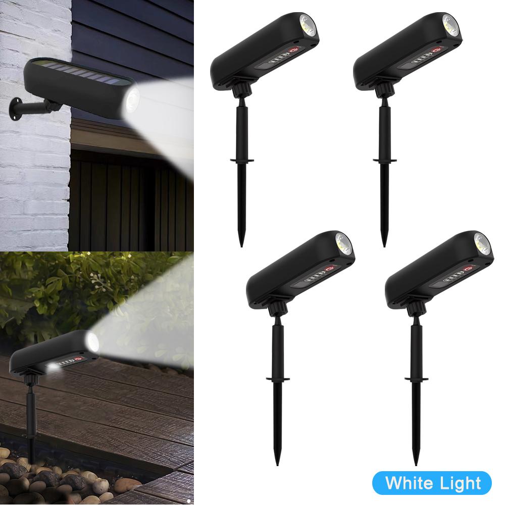4PCS Solar Lawn Lights Outdoor LED Landscape Spotlights Wall Light Security Waterproof Adjustable Yard Lawn Driveway Tree Garden