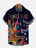 Trendy Hawaiian Short-sleeve Shirt with Skull & Tropical Leaf Prints, Casual Wear.