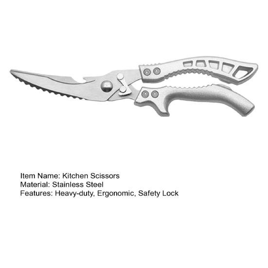 Heavy Duty Kitchen Scissors Poultry Scissors with Safety Lock Food Prep Scissors for Cutting Bones Scraping Fish Scales Cracking Nuts