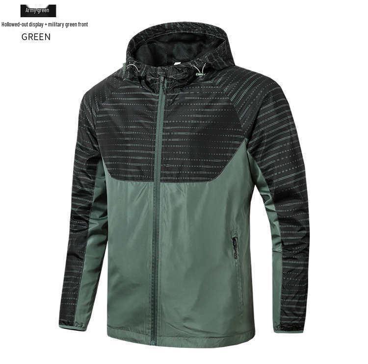 Jachetă Windbreaker cu Glugă pentru Bărbați pentru Alergare - Ușoară, Rezistentă la Vânt și Ideală pentru Primăvară și Toamnă.