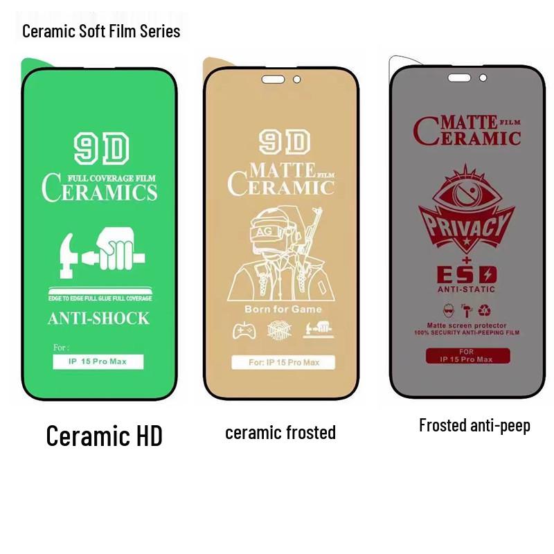 Anti-Peep Frosted Ceramic Screen Protector for iPhone 12-15, 17, X