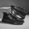 Leather shoes autumn casual sports crocodile pattern leather surface waterproof non-slip plain surface breathable shoes