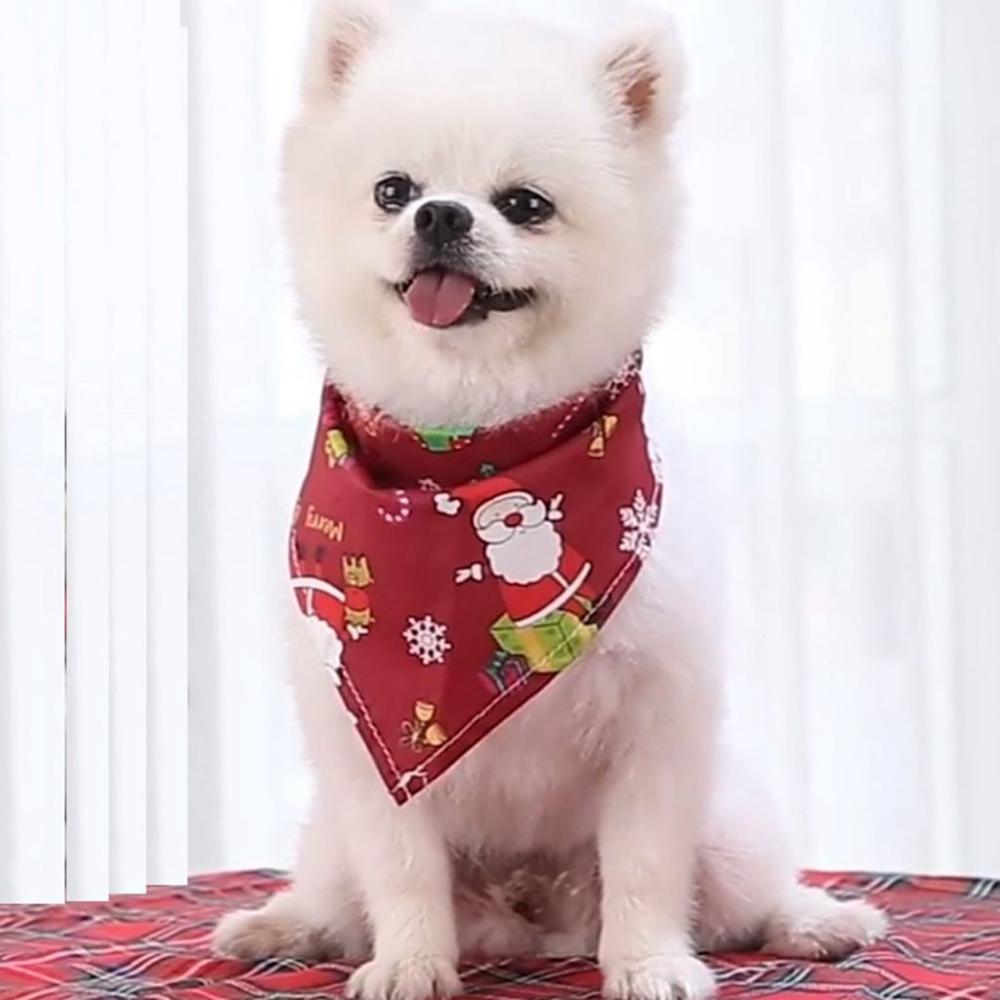 Puppy,Kitten Santa Claus Patten Cats Triangular Scarf Pet Costume Dogs Bandanas Christmas Pet Decor